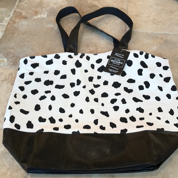 Classic - 2/$40 -  ‘Dalmatian’ Canvas/Black fake leather, Tote. NWT *Last one! - Picture 1 of 4